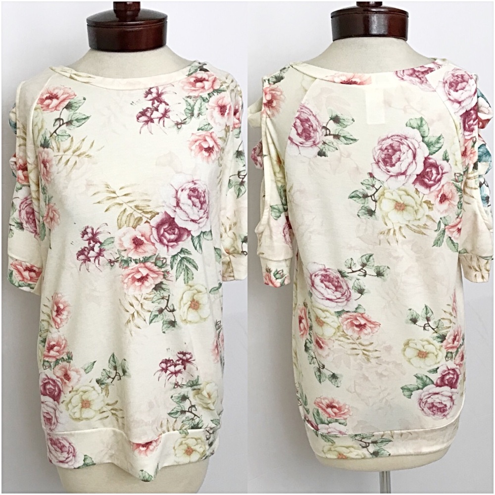 Supremely Soft Floral Ladder Sleeve Top SML - Picture 7 of 8